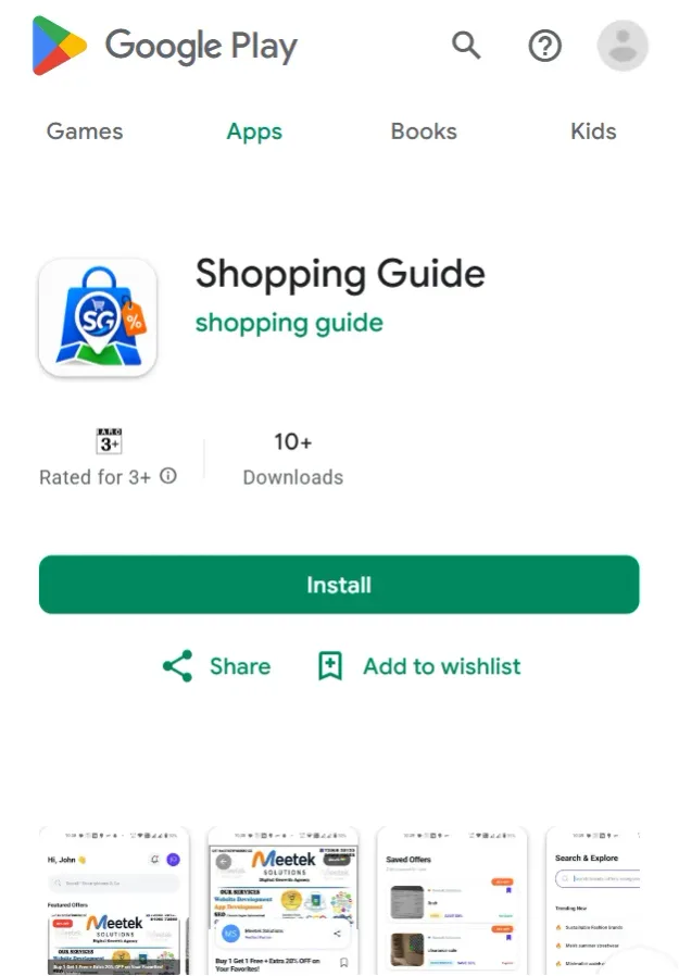 Shopping Guide on the Google Play Store
